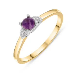 18ct Yellow White Gold Blue John Diamond 0.04ct Round Claw Set Ring