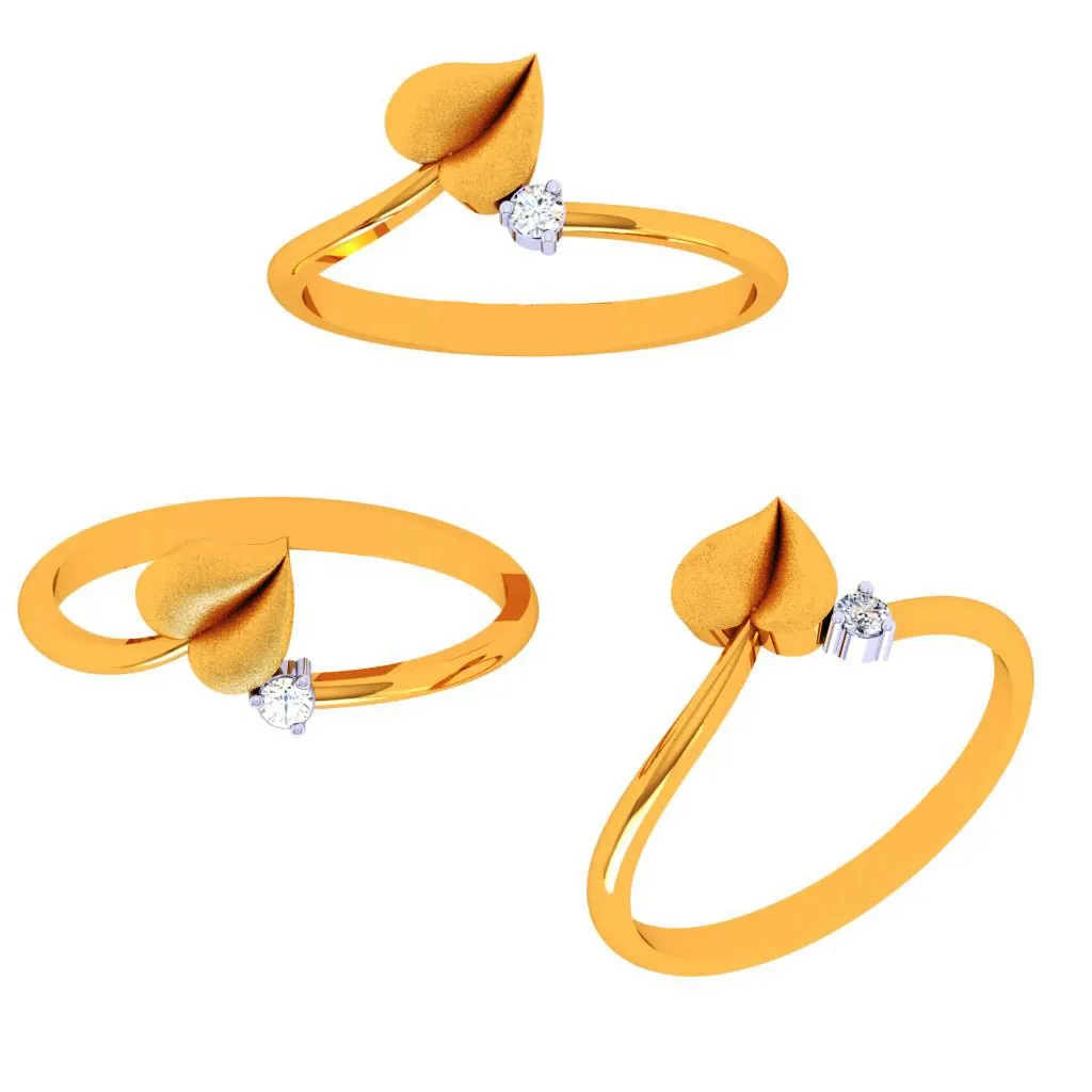 18k Golden Leaf Motif Diamond Ring