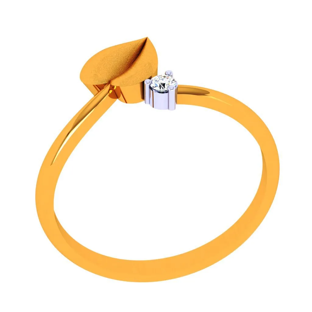 18k Golden Leaf Motif Diamond Ring