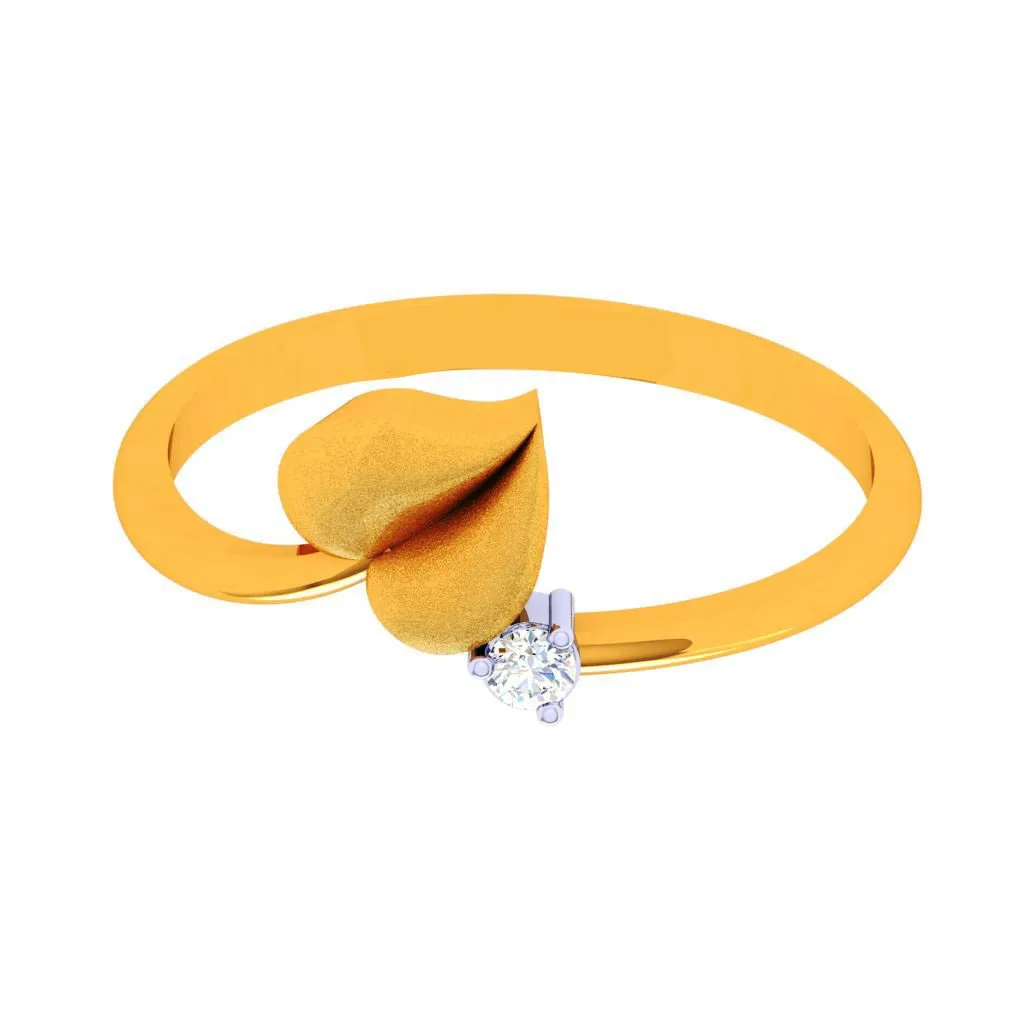 18k Golden Leaf Motif Diamond Ring