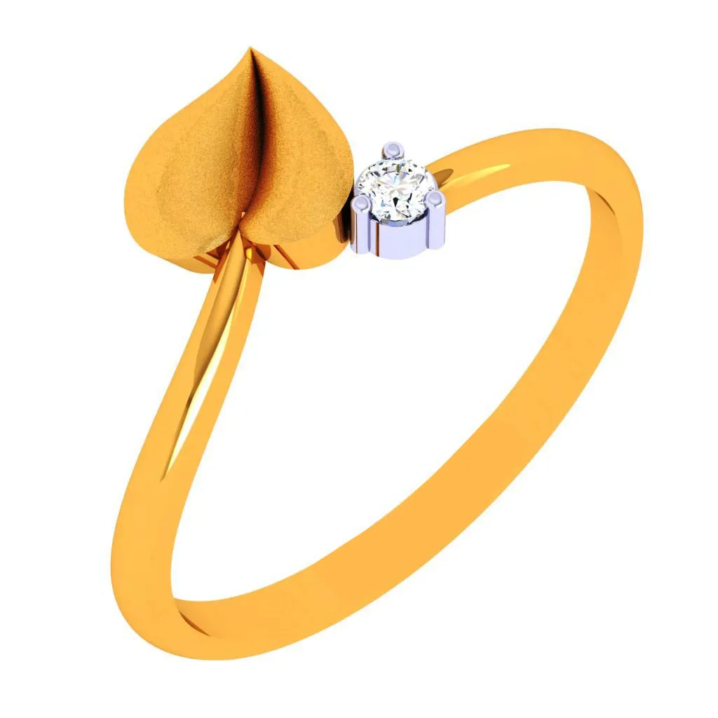 18k Golden Leaf Motif Diamond Ring