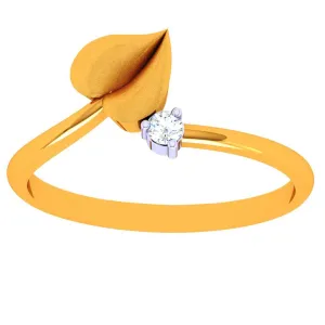 18k Golden Leaf Motif Diamond Ring