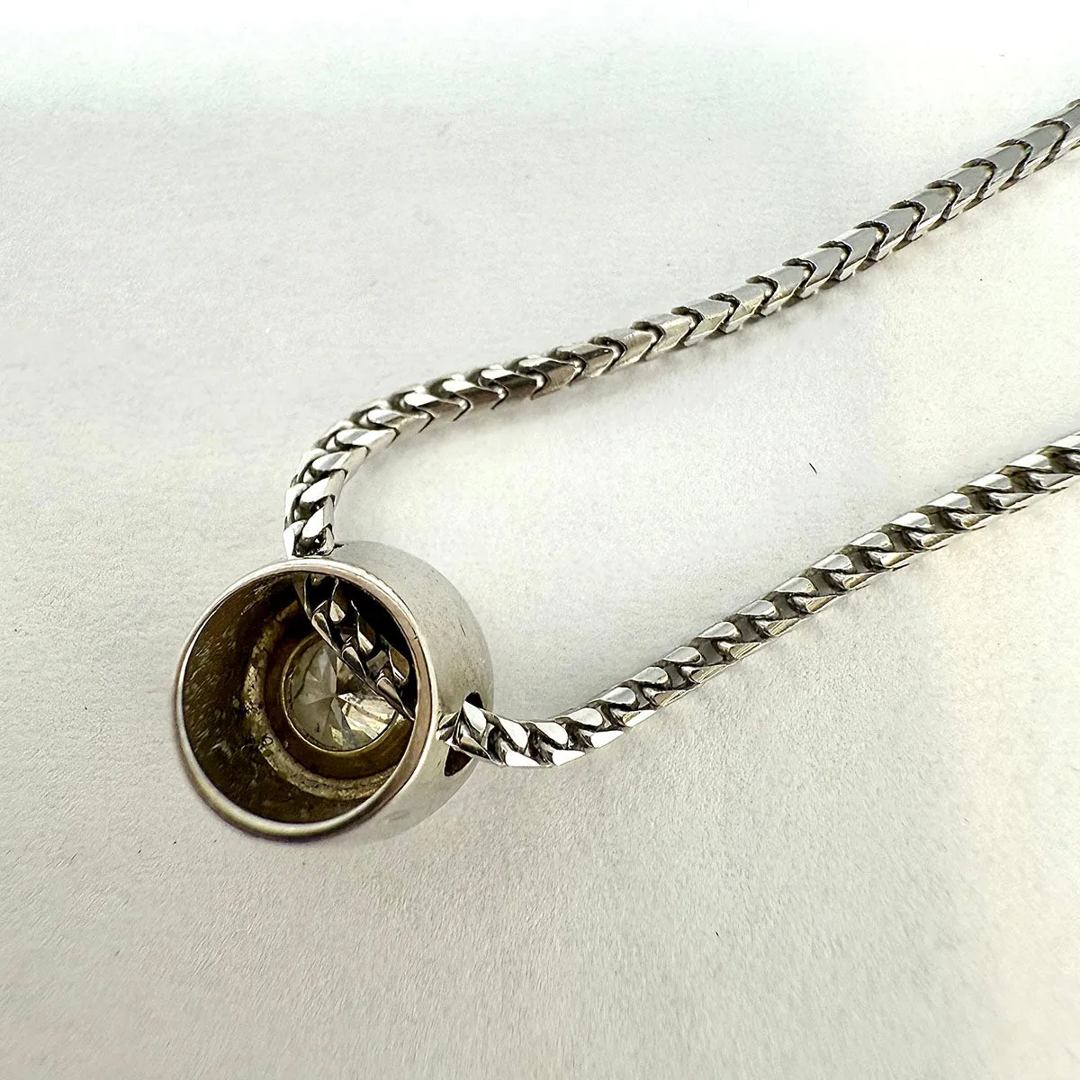 18K White Gold Necklace with .25ct Bezel Set Diamond