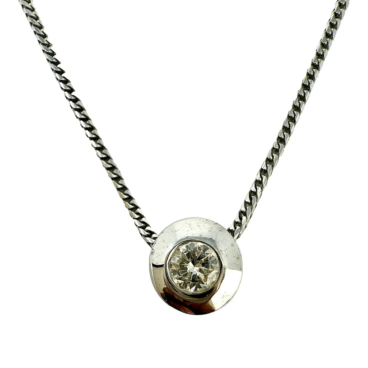 18K White Gold Necklace with .25ct Bezel Set Diamond