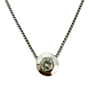 18K White Gold Necklace with .25ct Bezel Set Diamond