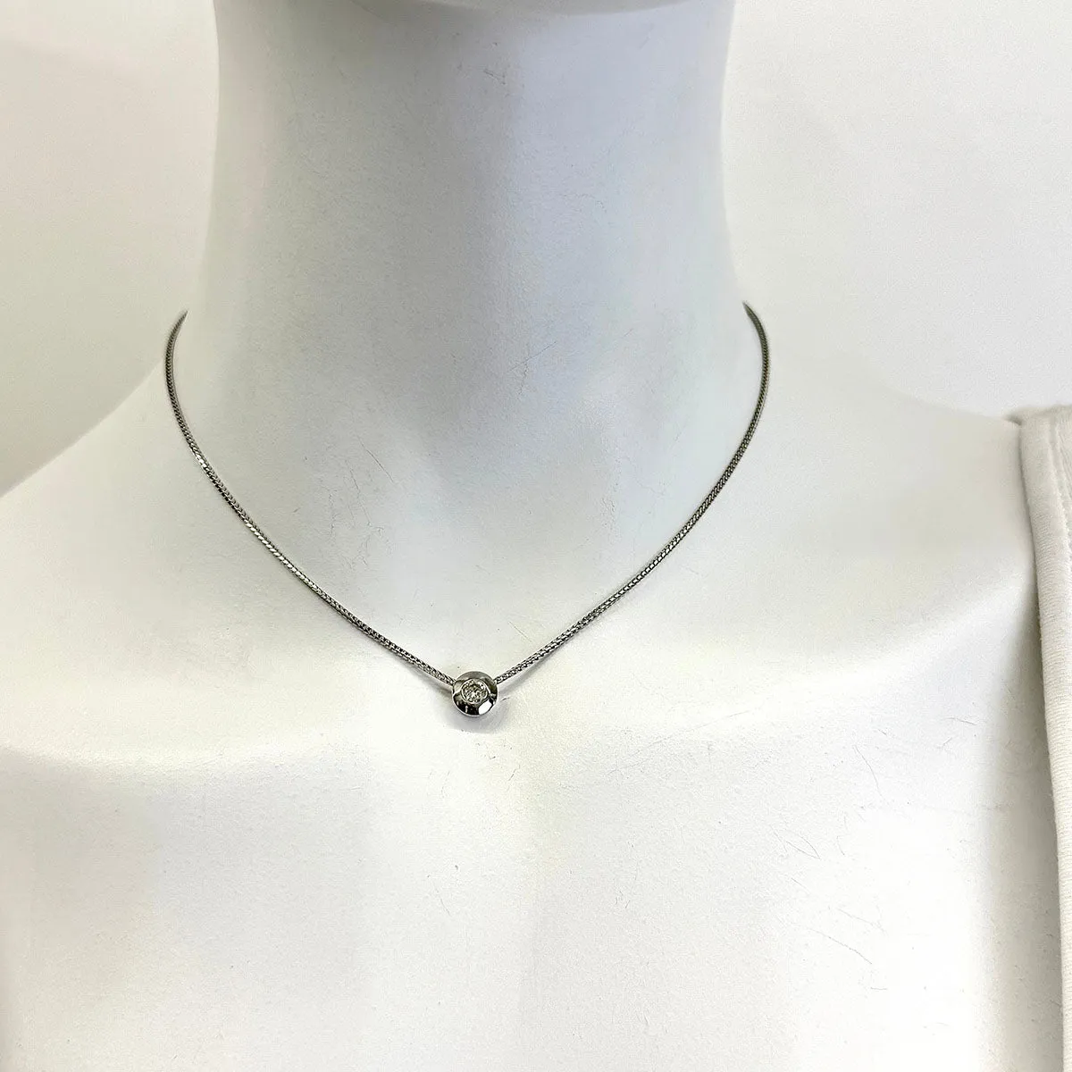 18K White Gold Necklace with .25ct Bezel Set Diamond