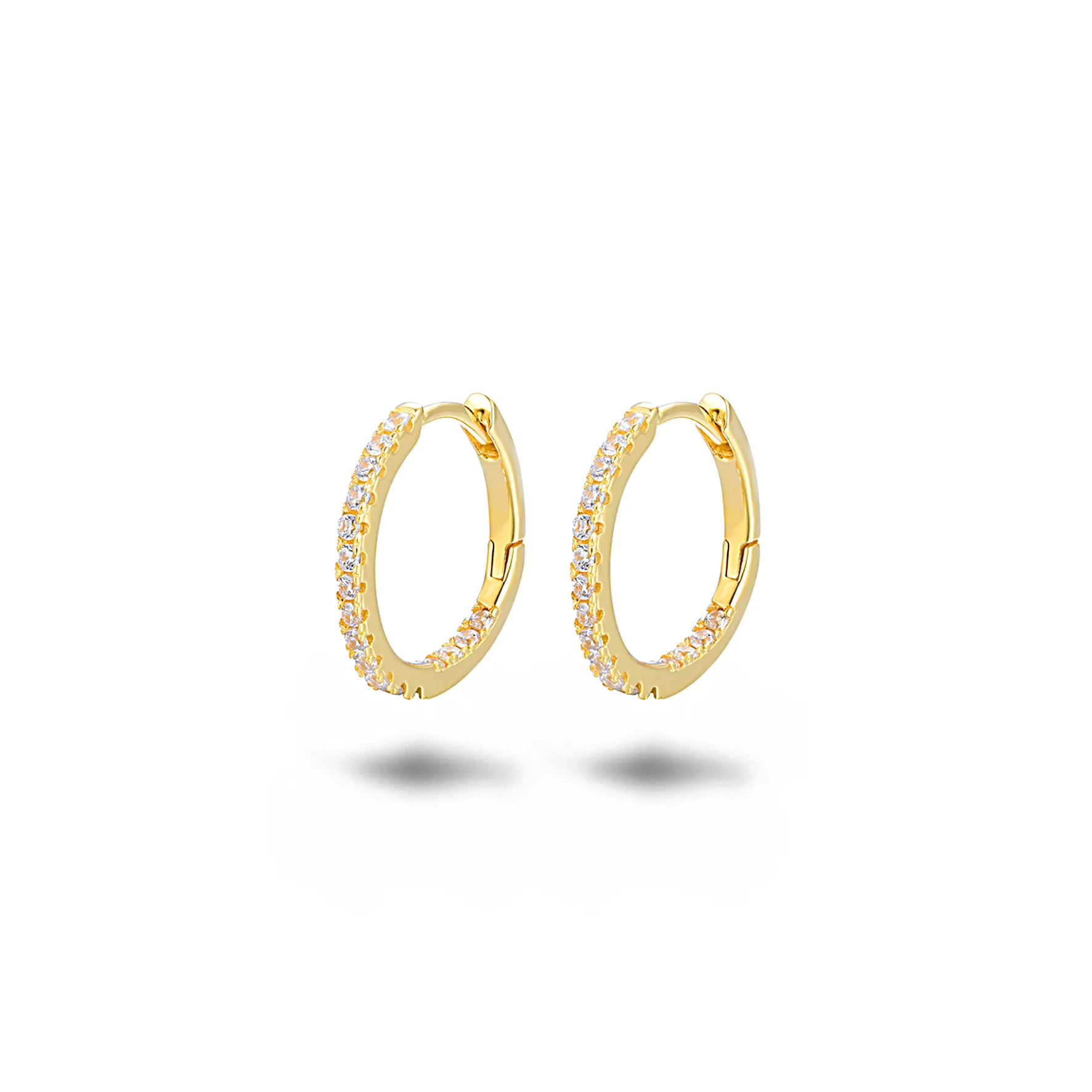 18k yellow gold earrings assembled with zirconium oxide