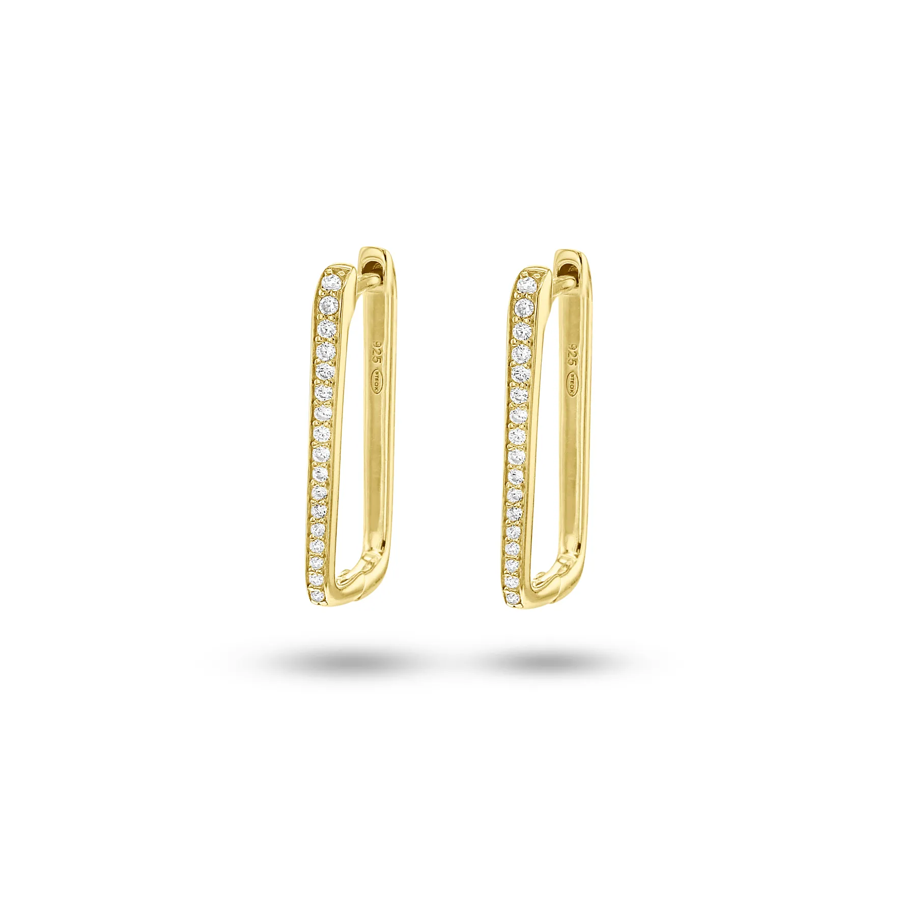 18k yellow gold earrings assembled with zirconium oxide