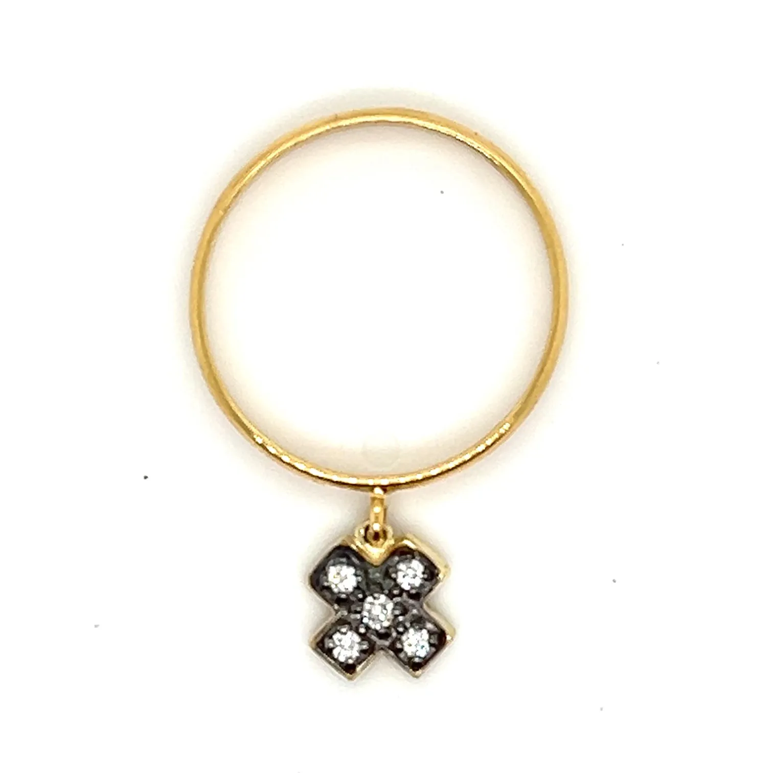 18kt Gold X Dangle Charm Ring