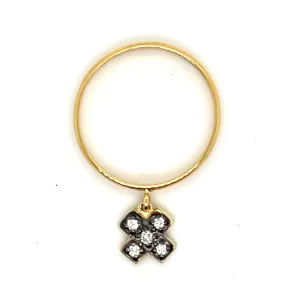 18kt Gold X Dangle Charm Ring