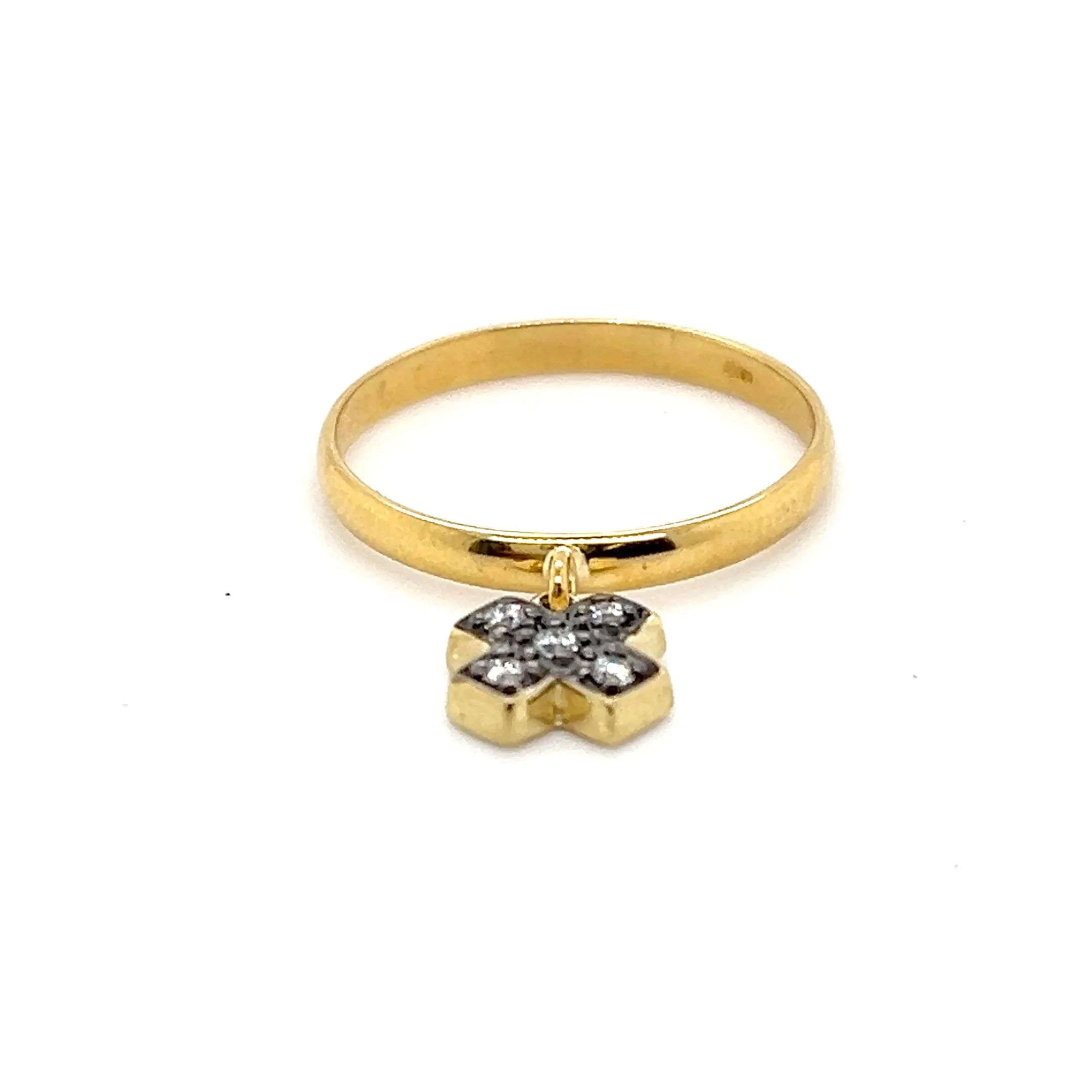 18kt Gold X Dangle Charm Ring