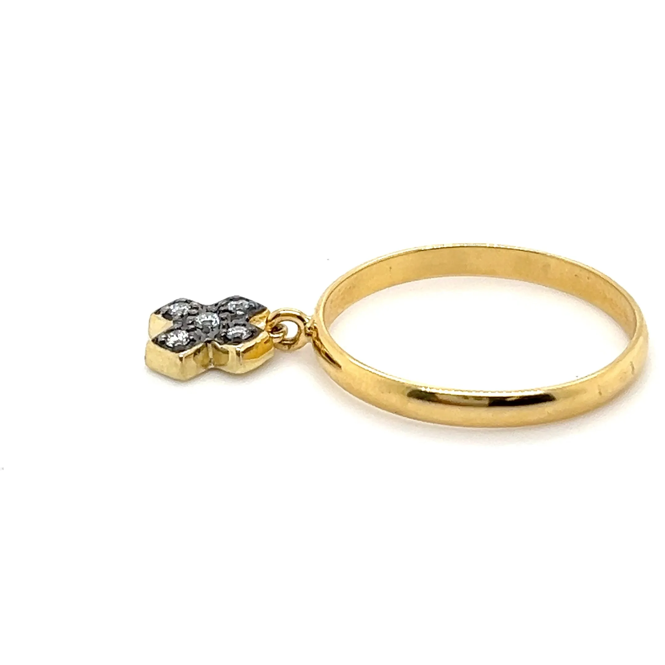 18kt Gold X Dangle Charm Ring