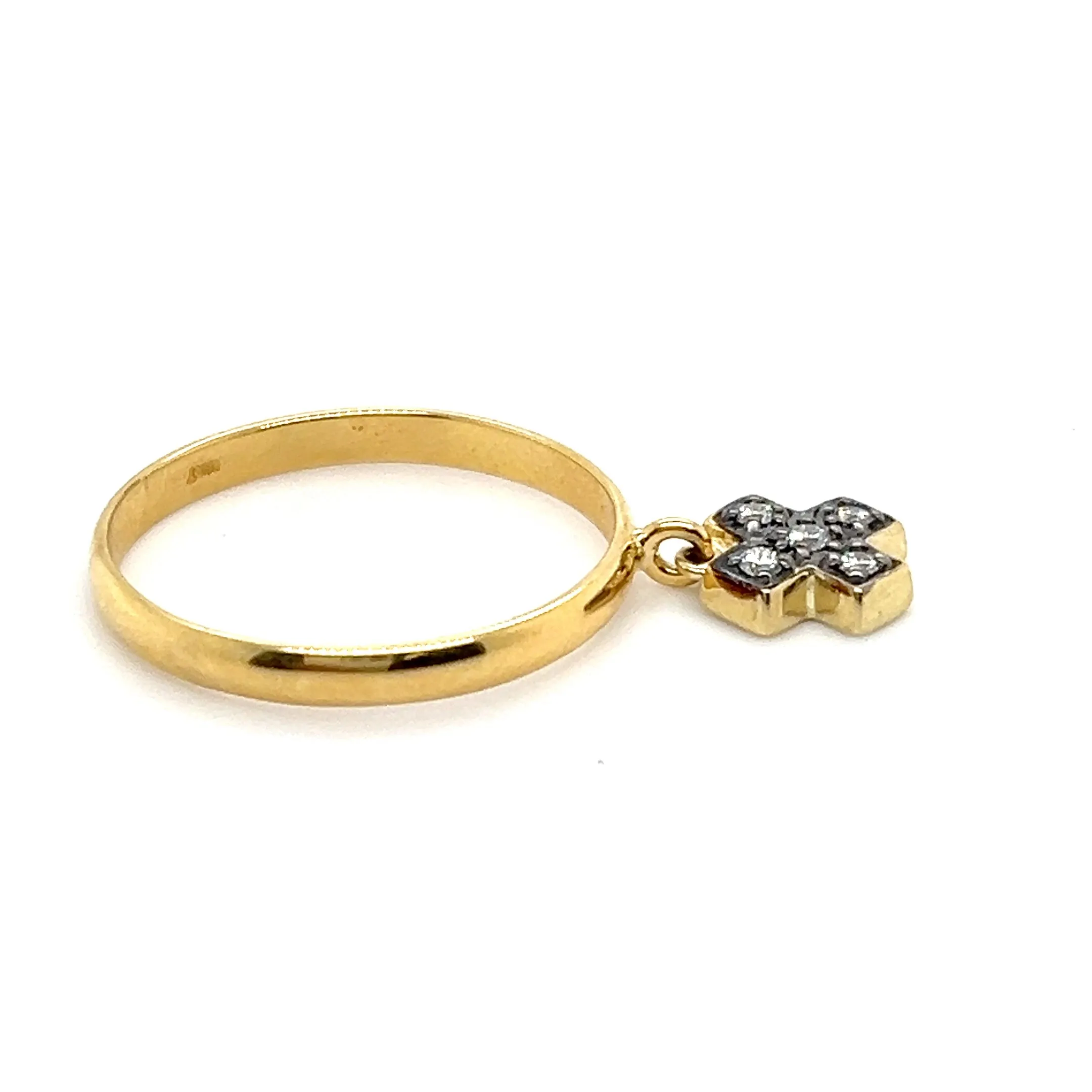 18kt Gold X Dangle Charm Ring