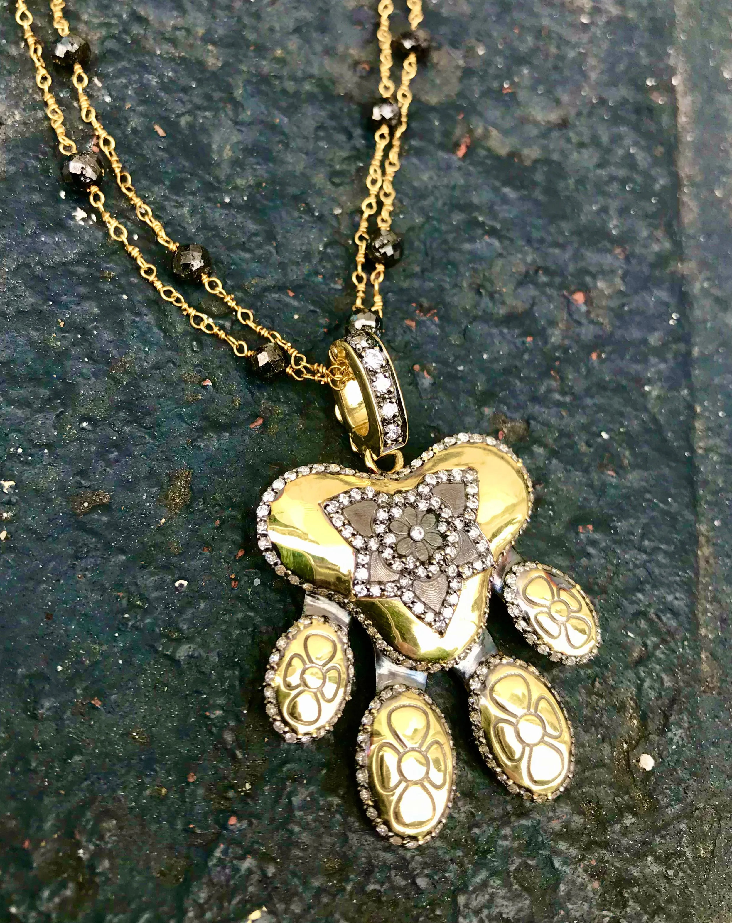 18kt Green Gold Dog Paw Tattoo Charm