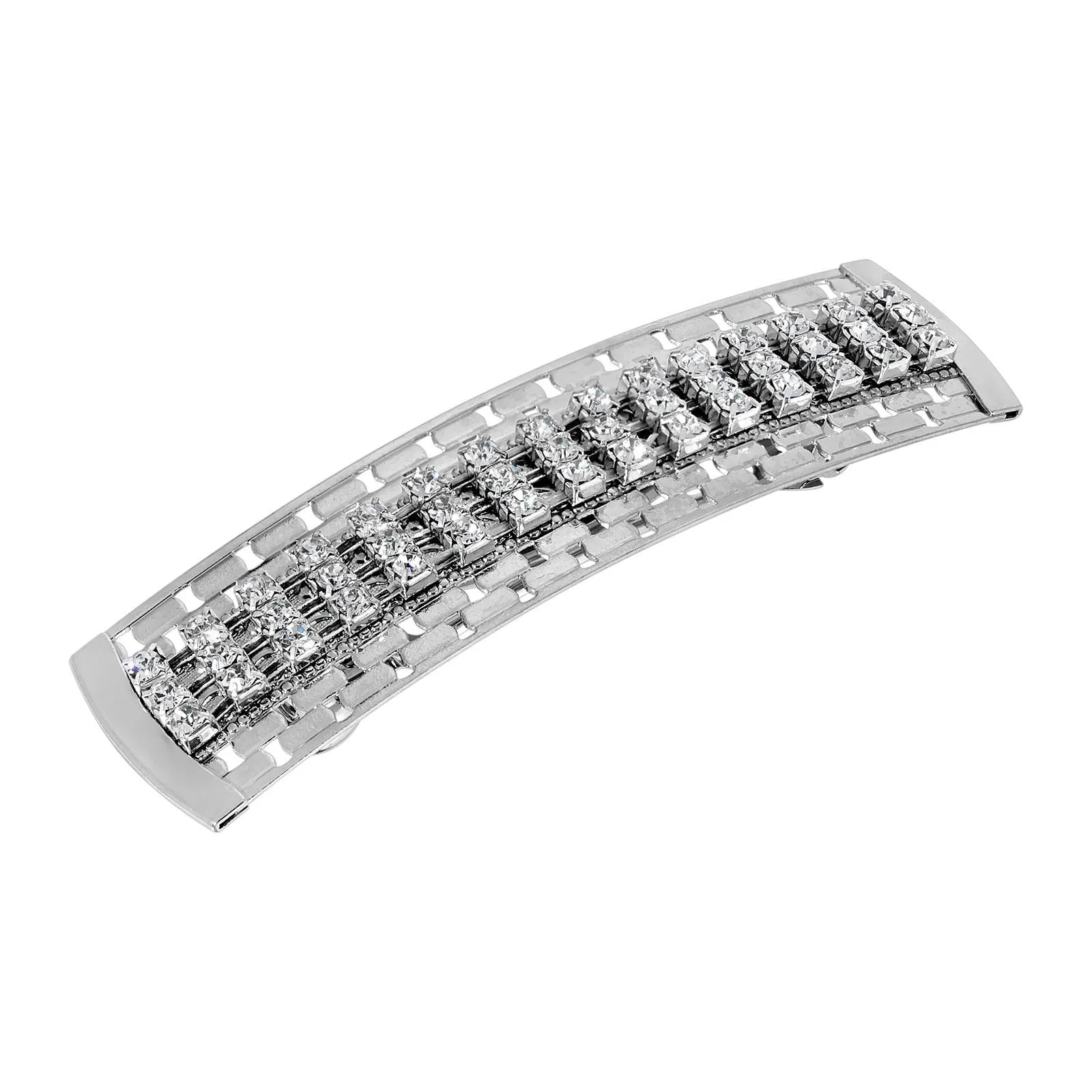 1928 Bridal Large Clear Multi Crystal Hair Barrette