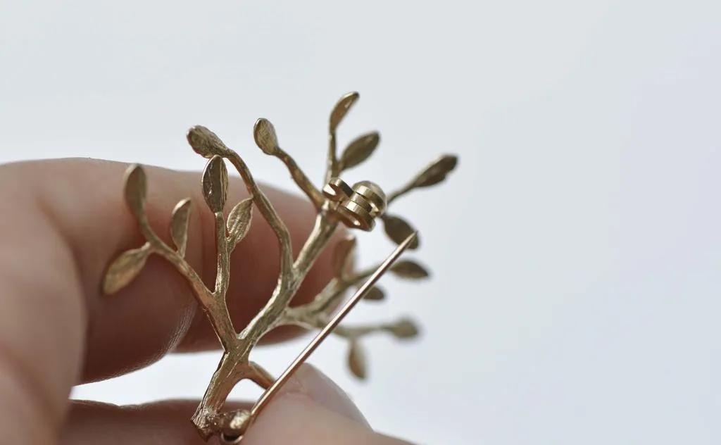 2 pcs Matte Gold Tree Shawl Kilt Pin Brooch Safety Pin A5929