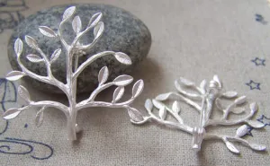 2 pcs Matte Silver Tree Shawl Safety Pin Brooch A2229