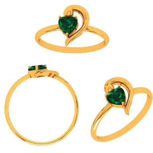 22k Green Grace Heart-shaped Gold Ring
