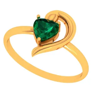 22k Green Grace Heart-shaped Gold Ring