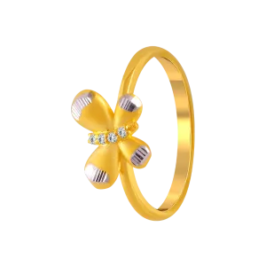 22KT Yellow Gold And American Diamond Ring For Women