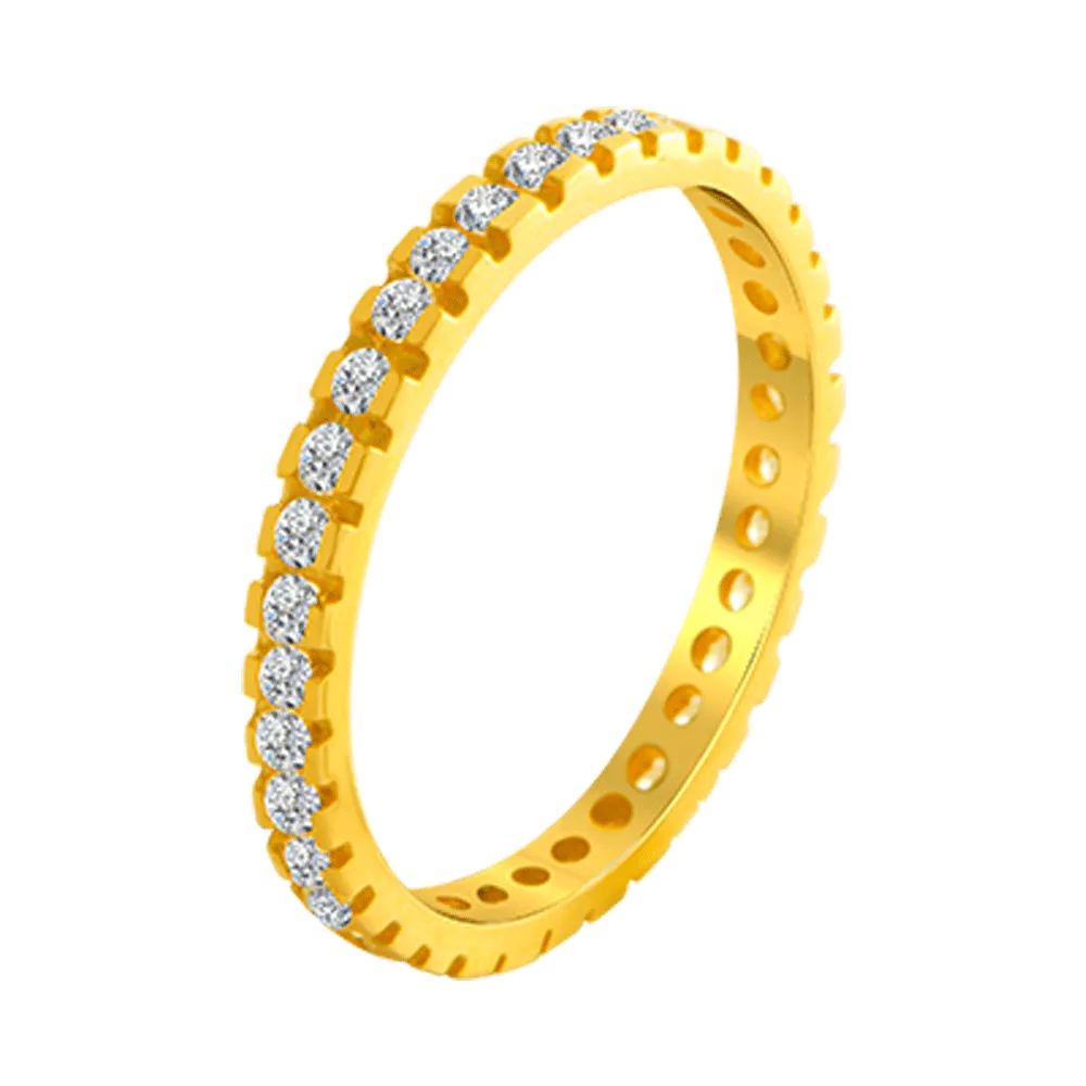22KT Yellow Gold And American Diamond Ring For Women