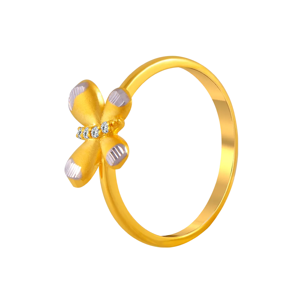 22KT Yellow Gold And American Diamond Ring For Women