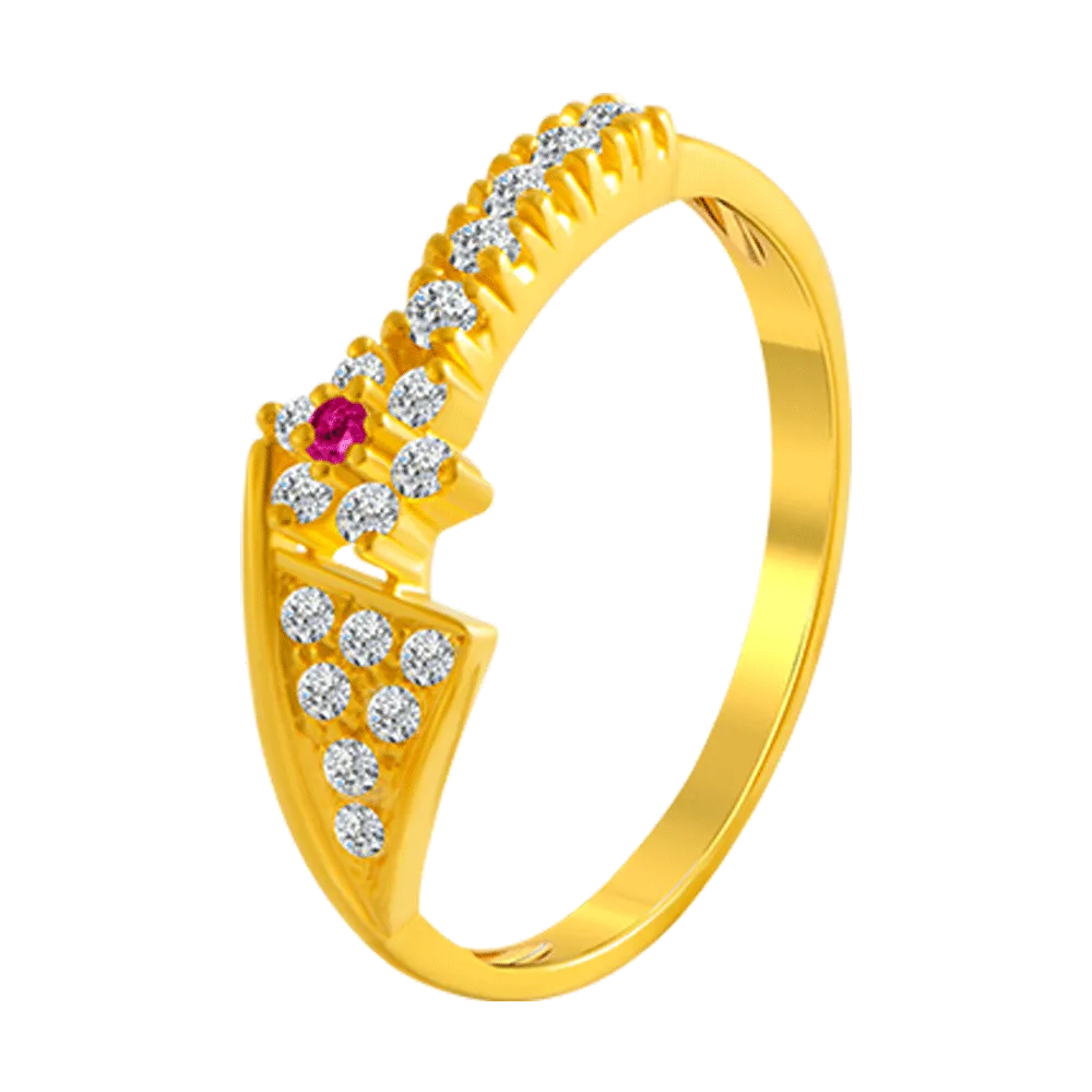 22KT Yellow Gold And American Diamond Ring For Women