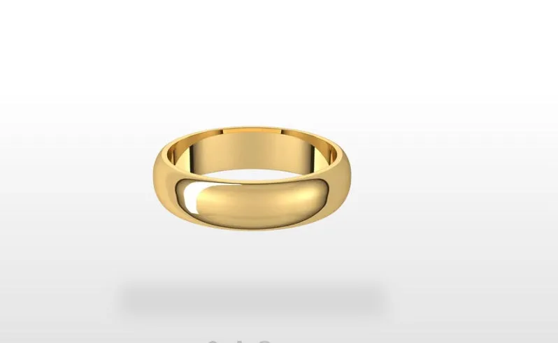 5mm Half Round Standard Fit 14k Gold Classic Wedding Band