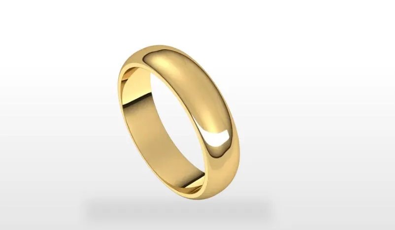 5mm Half Round Standard Fit 14k Gold Classic Wedding Band