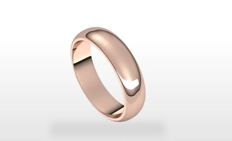5mm Half Round Standard Fit 14k Gold Classic Wedding Band
