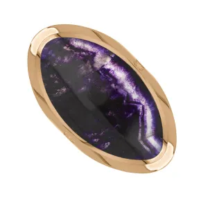 9ct Rose Gold Blue John King's Coronation Hallmark Large Oval Ring D