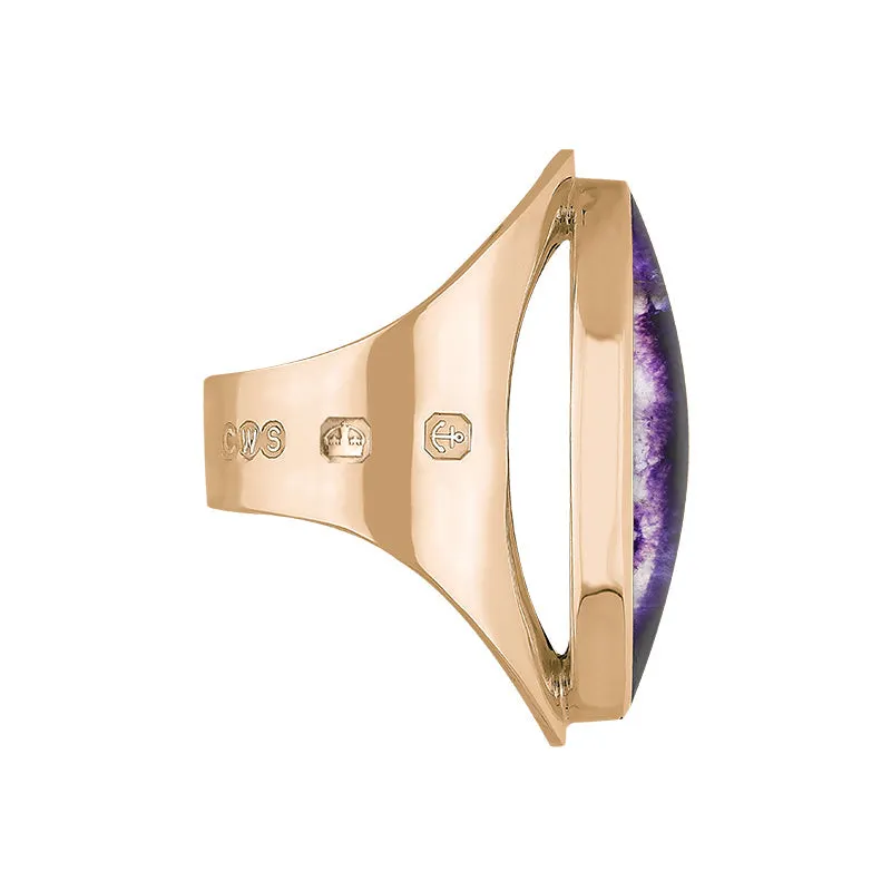 9ct Rose Gold Blue John King's Coronation Hallmark Large Oval Ring D