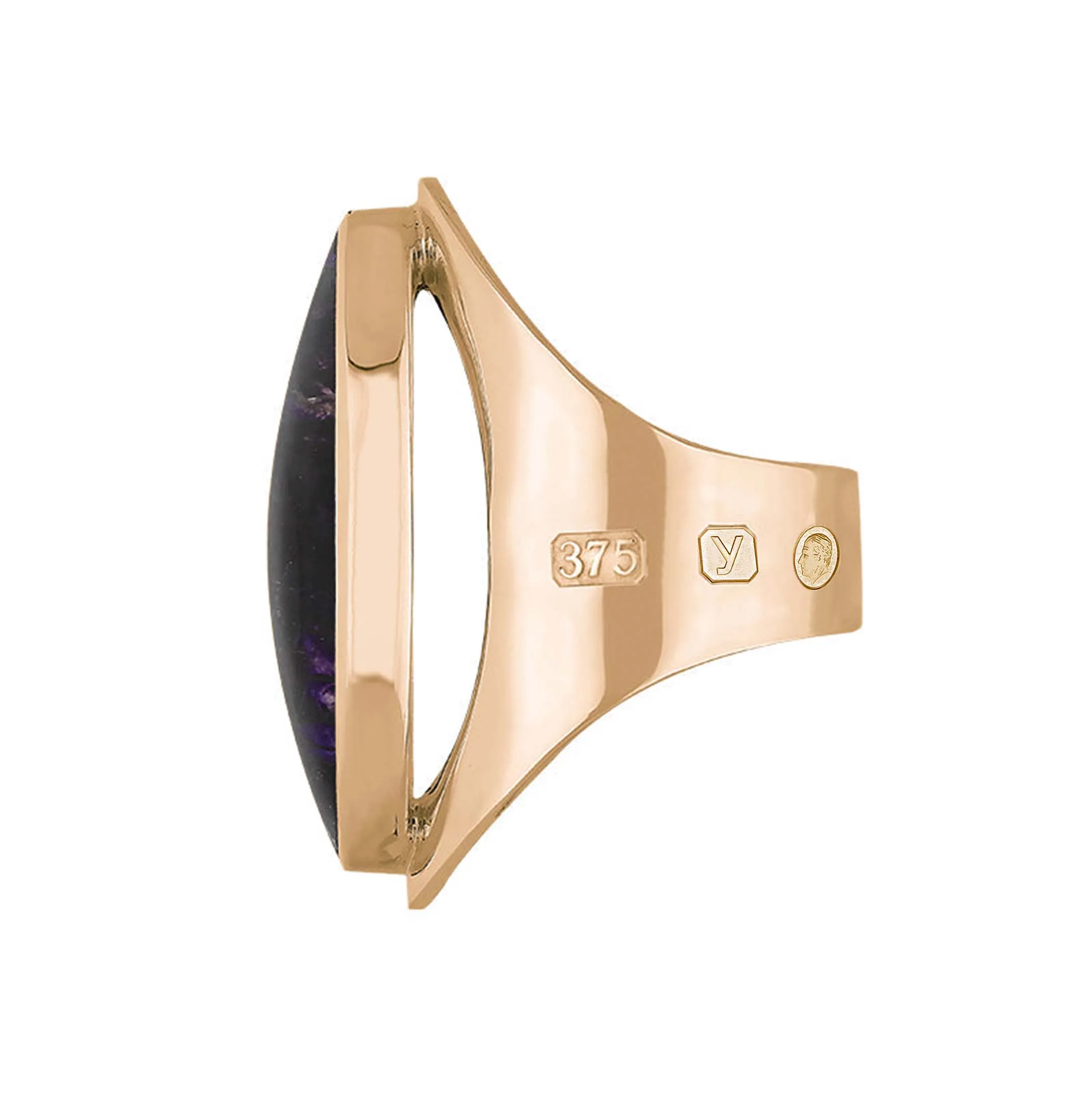 9ct Rose Gold Blue John King's Coronation Hallmark Large Oval Ring D
