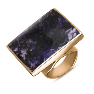 9ct Rose Gold Blue John King's Coronation Hallmark Large Square Ring D