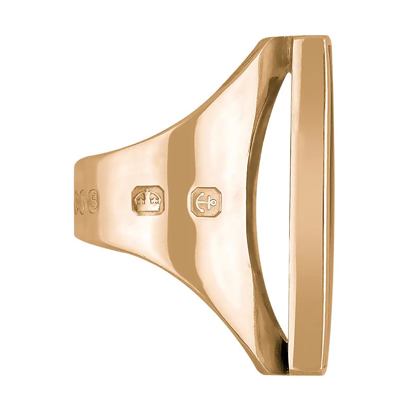 9ct Rose Gold Blue John King's Coronation Hallmark Large Square Ring D