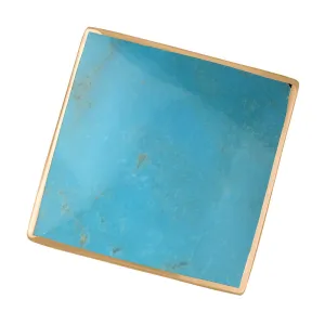 9ct Rose Gold Turquoise Hallmark Large Rhombus Ring