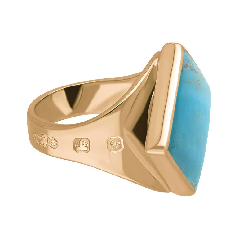9ct Rose Gold Turquoise King's Coronation Hallmark Small Rhombus Ring D