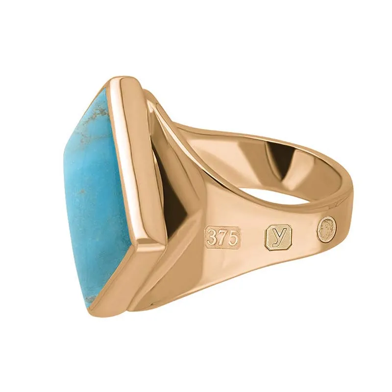 9ct Rose Gold Turquoise King's Coronation Hallmark Small Rhombus Ring D