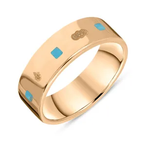 9ct Rose Gold Turquoise Queen's Jubilee Hallmark Princess Cut 6mm Ring D