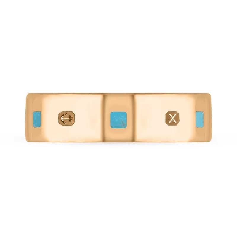 9ct Rose Gold Turquoise Queen's Jubilee Hallmark Princess Cut 6mm Ring D