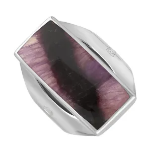 9ct White Gold Blue John Hallmark Medium Oblong Ring
