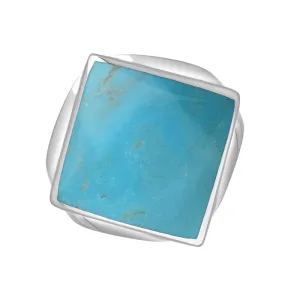 9ct White Gold Turquoise Hallmark Small Rhombus Ring