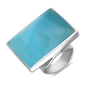 9ct White Gold Turquoise King's Coronation Hallmark Large Square Ring D