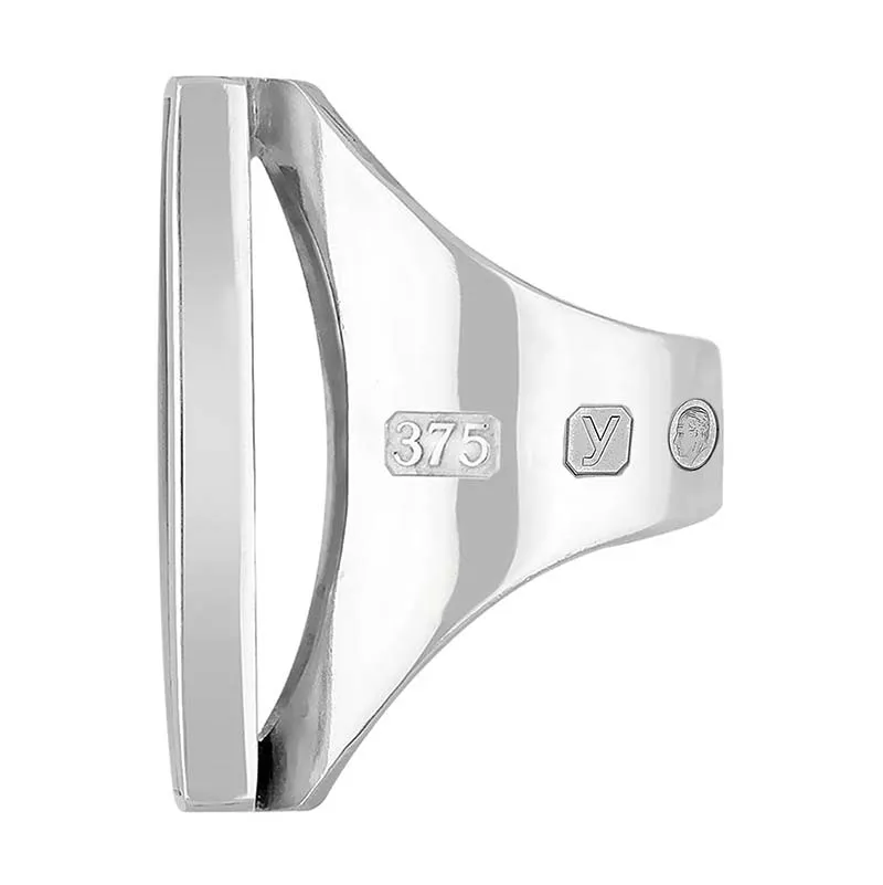 9ct White Gold Turquoise King's Coronation Hallmark Large Square Ring D