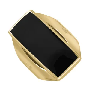9ct Yellow Gold Whitby Jet Hallmark Medium Oblong Ring