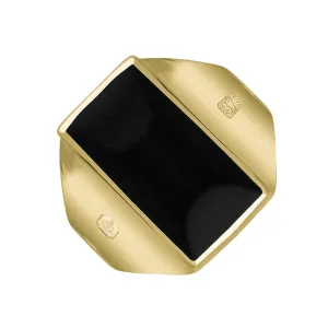 9ct Yellow Gold Whitby Jet Hallmark Small Oblong Ring