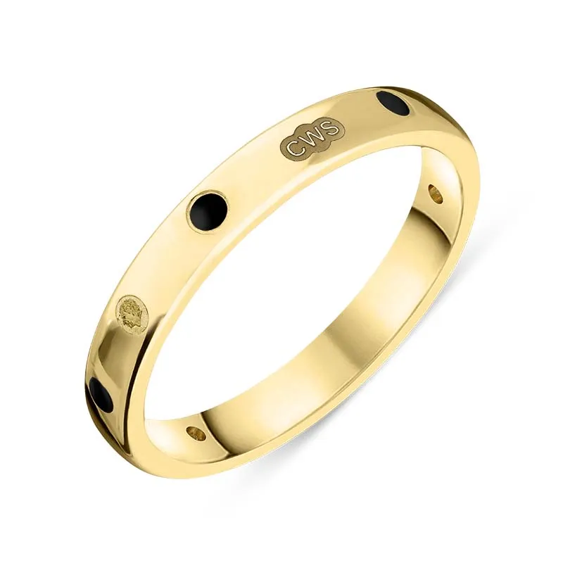 9ct Yellow Gold Whitby Jet King's Coronation Hallmark 3mm Ring D