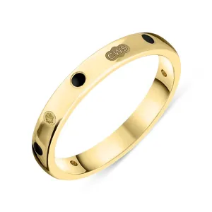 9ct Yellow Gold Whitby Jet King's Coronation Hallmark 3mm Ring D