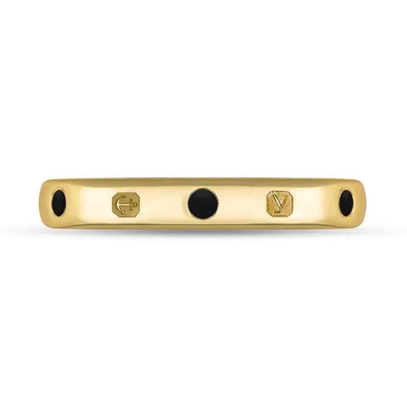 9ct Yellow Gold Whitby Jet King's Coronation Hallmark 3mm Ring D