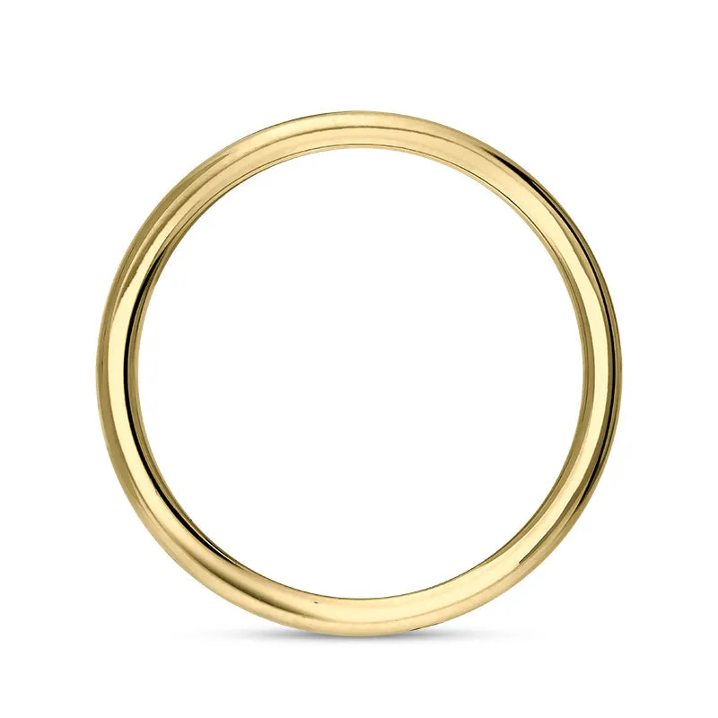 9ct Yellow Gold Whitby Jet King's Coronation Hallmark 3mm Ring D